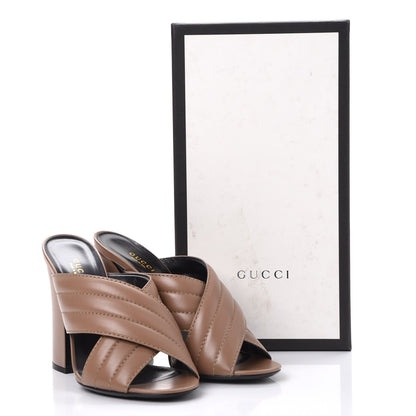 Gucci Malaga Kid Webby Crossover High Heel Slide Sandals 39 Porcelain Rose 9 of 9