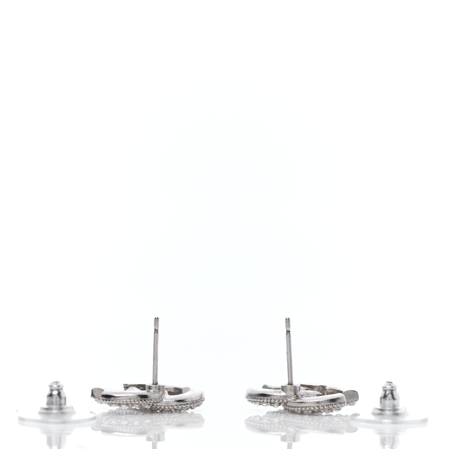 Chanel Crystal CC Earrings Silver 3 of 5