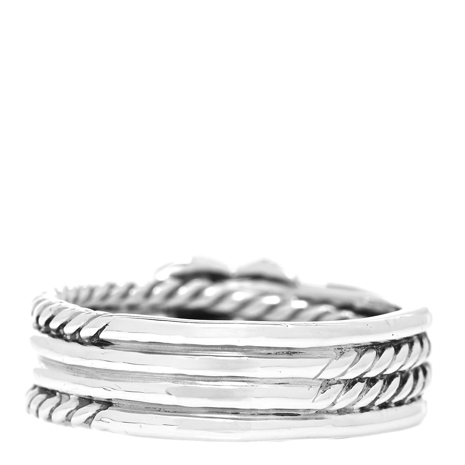 David Yurman Sterling Silver Diamond X Crossover Ring 54 6.75 3 of 4