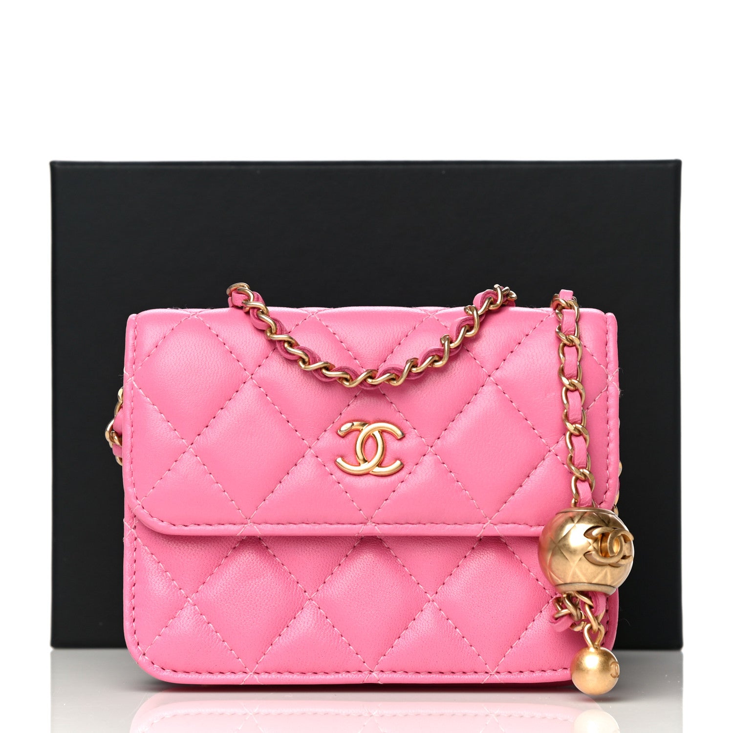 Chanel Lambskin Quilted Pearl Crush Clutch With Chain Pink 9 of 11