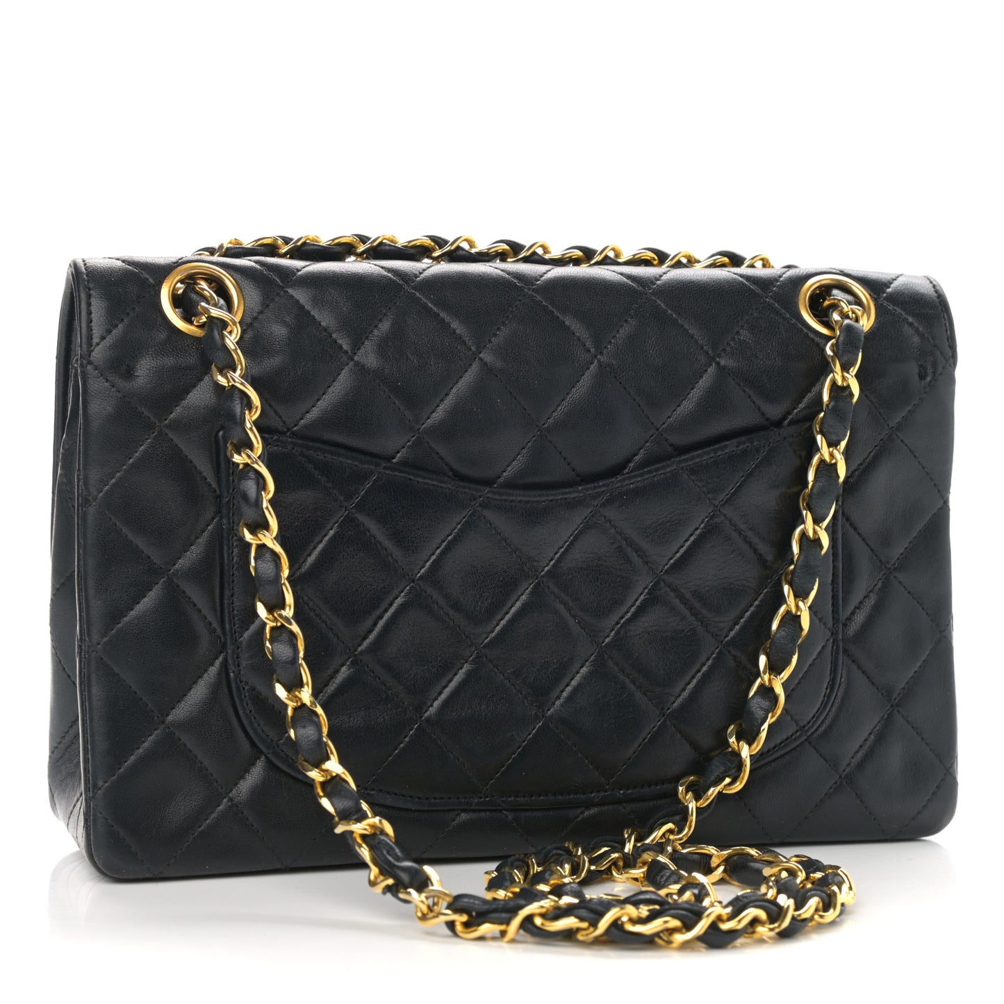 Lambskin Quilted Small Double Flap Black