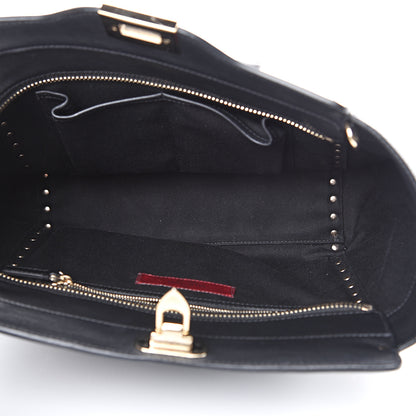 Valentino Garavani Vitello Rockstud Double Handle Tote Black 4 of 11