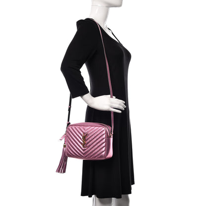 Saint Laurent Metallic Calfskin Matelasse Monogram Lou Camera Bag Vegas Pink 2 of 10