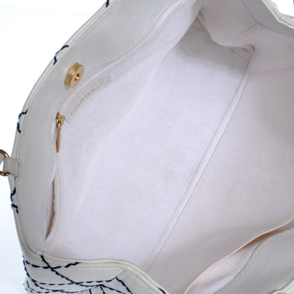 Chanel Leather Contrast Stitch Surpique Shoulder Bag White 8 of 9