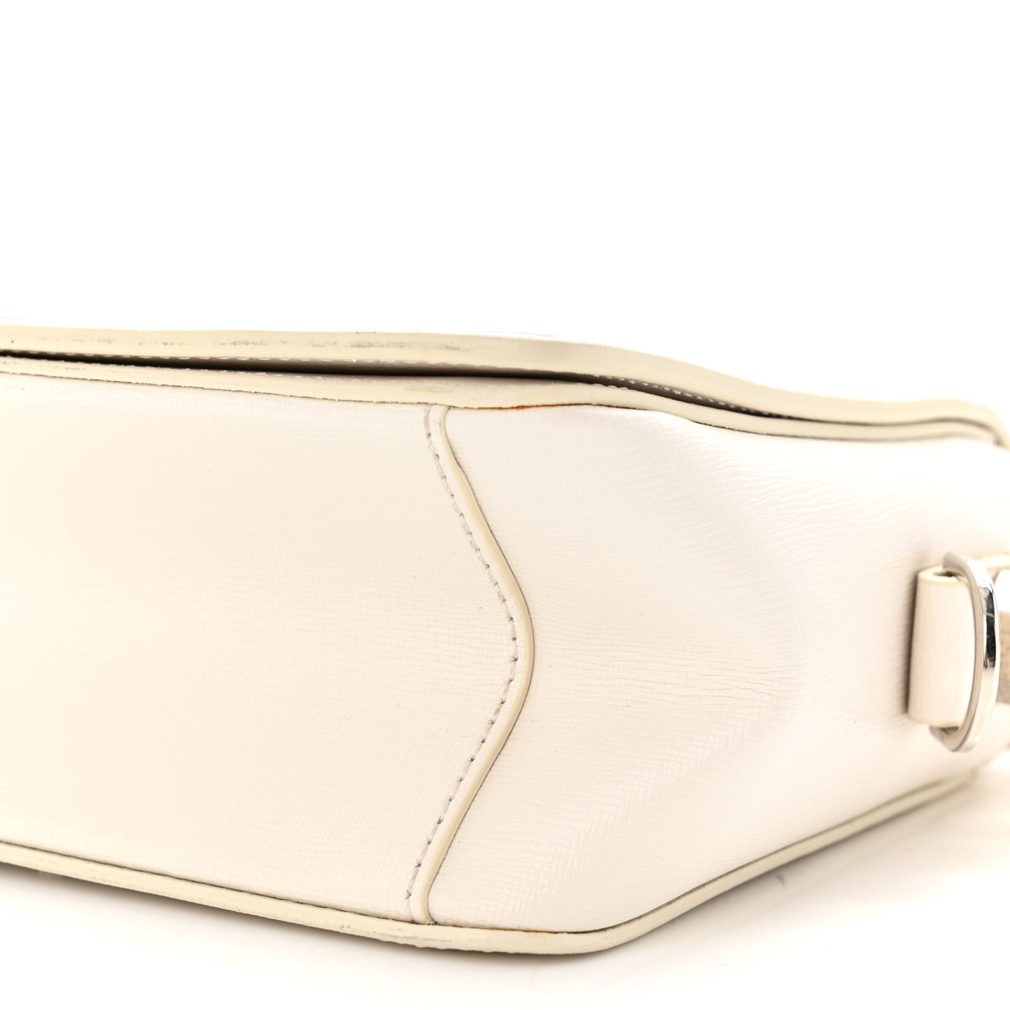 Saffiano Striped Diag Binder Clip Bag White Black