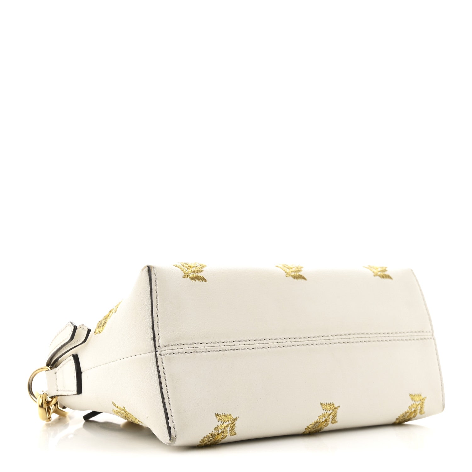 Fendi Vitello Dolce Lurex Floral Embroidered Studded Mini By The Way Boston Bag White 3 of 10