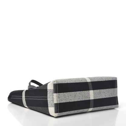 Burberry Coated Canvas Mega Check Medium Doodle Tote Black White 4 of 8