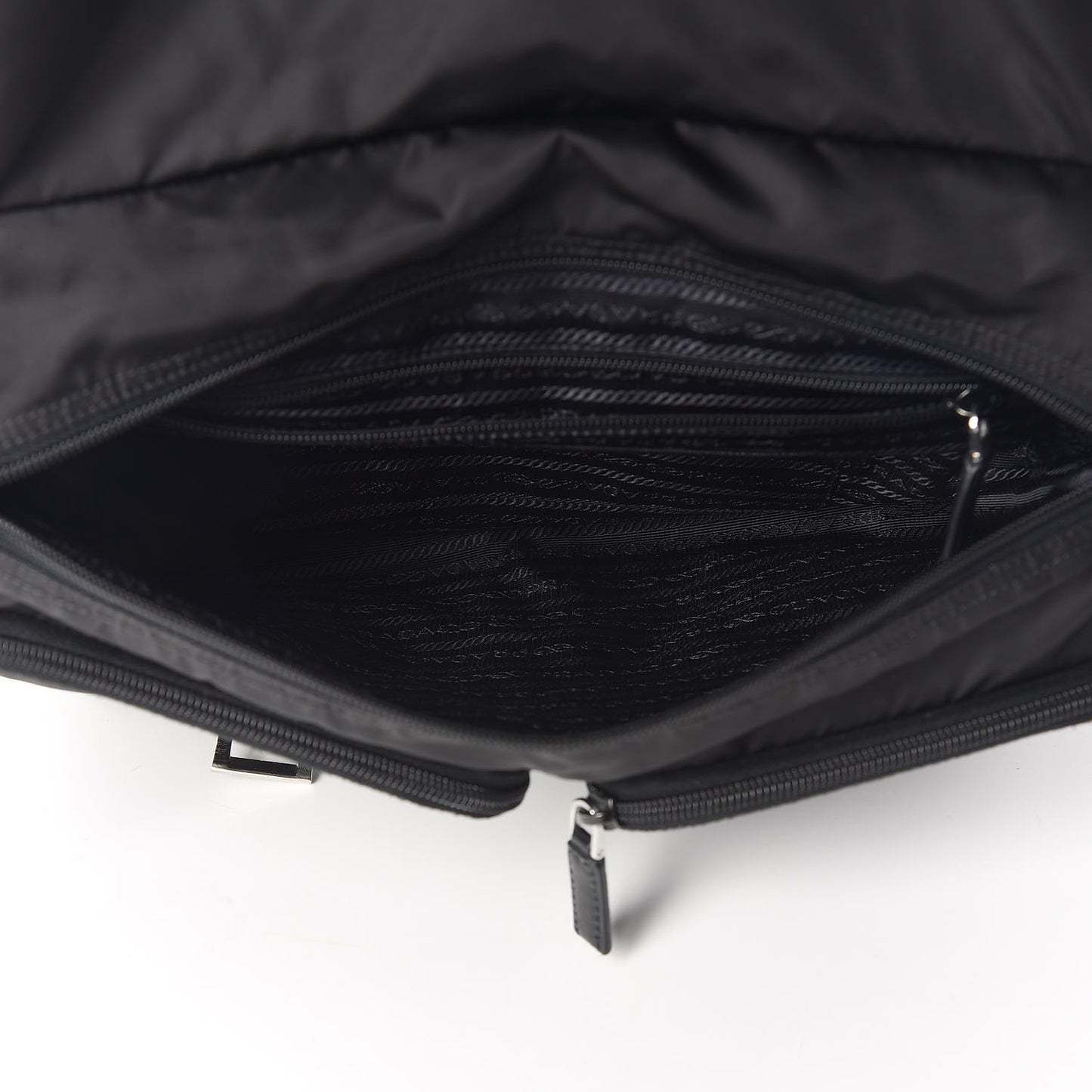 Tessuto Nylon Saffiano Messenger Bag Black
