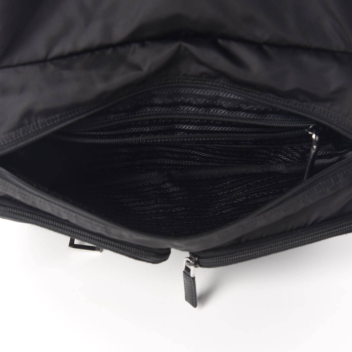 Prada Tessuto Nylon Saffiano Messenger Bag Black 5 of 9