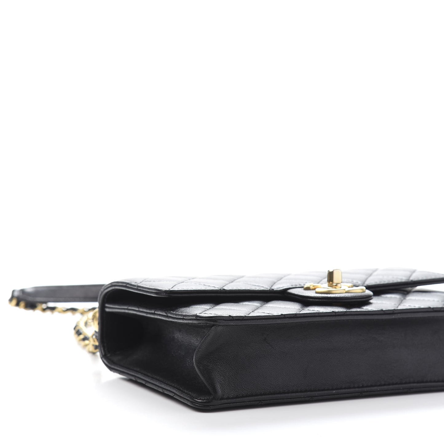 Lambskin Quilted Small Chic Pearls Flap Black