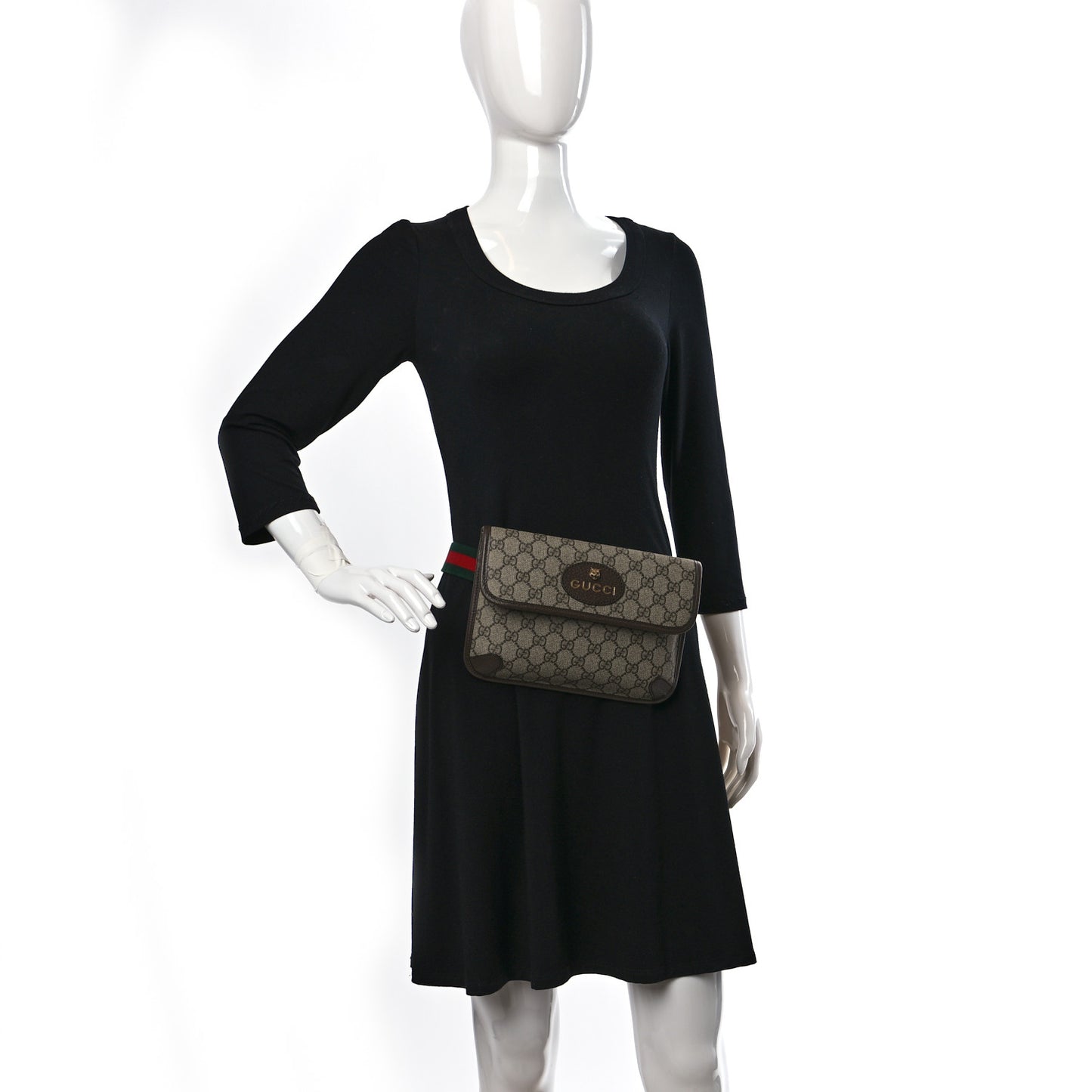GG Supreme Monogram Neo Vintage Web Belt Bag Brown