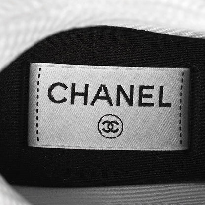 Chanel Fabric Laminated Calfskin Stretch CC Sneakers 36 White Gold Silver 7 of 9