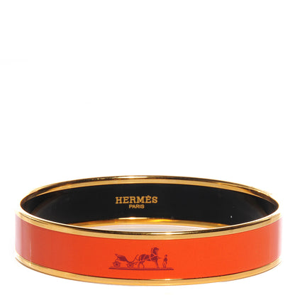 Hermes Enamel Printed Caleche Medium Bracelet 65 Orange 1 of 4