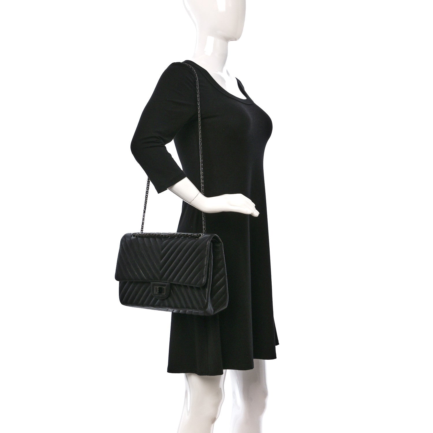 Chanel Sheepskin Chevron Quilted 2.55 Reissue 227 Flap So Black 2 of 10