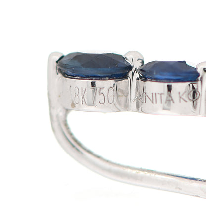 Anita Ko 18K White Gold Diamond Blue Sapphire Floating Earring 5 of 6