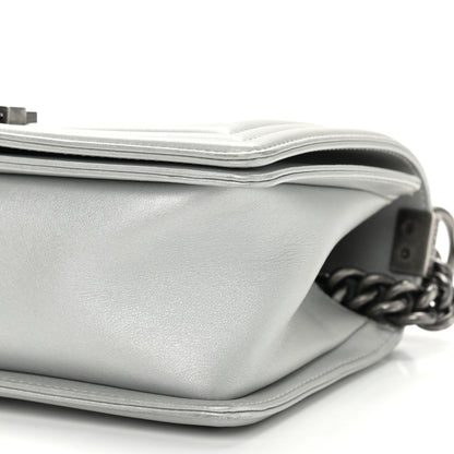 Chanel Metallic Calfskin Quilted Medium Boy Flap Silver 10 of 11
