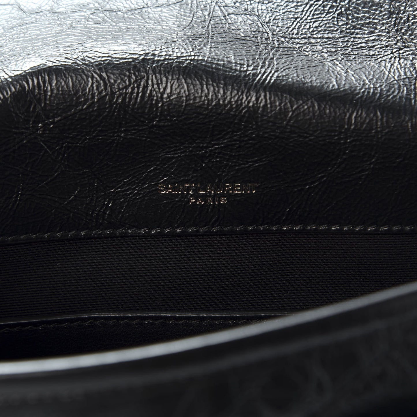 Crinkled Calfskin Matelasse Monogram Baby Niki Chain Satchel Black