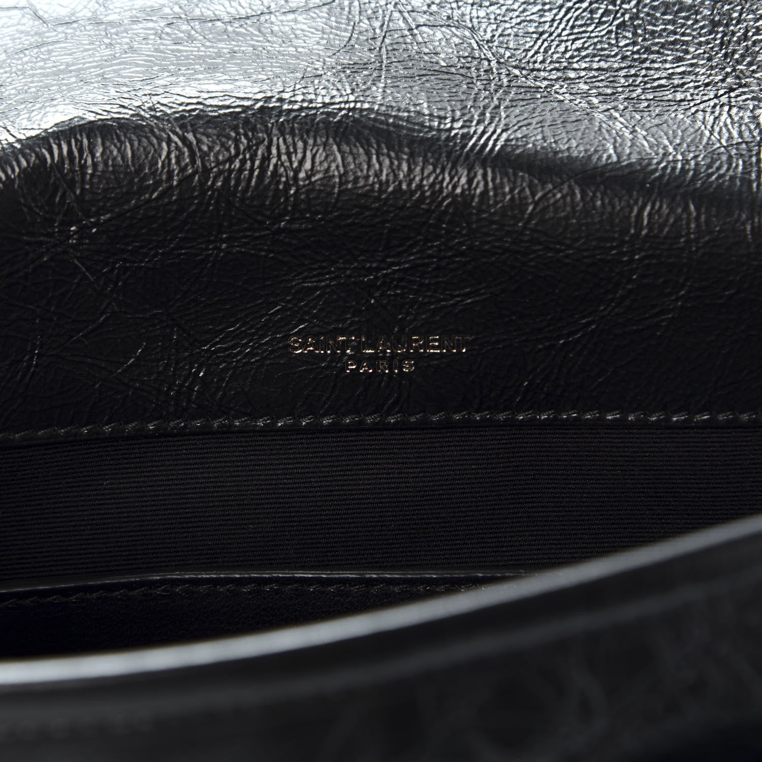 Saint Laurent Crinkled Calfskin Matelasse Monogram Baby Niki Chain Satchel Black 8 of 10