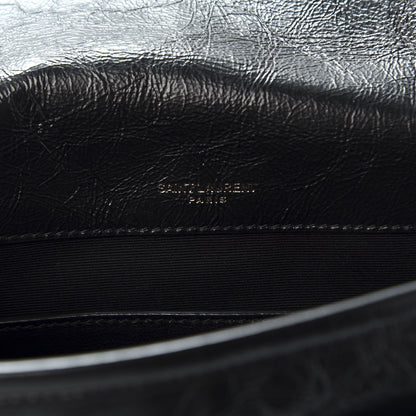 Saint Laurent Crinkled Calfskin Matelasse Monogram Baby Niki Chain Satchel Black 8 of 10