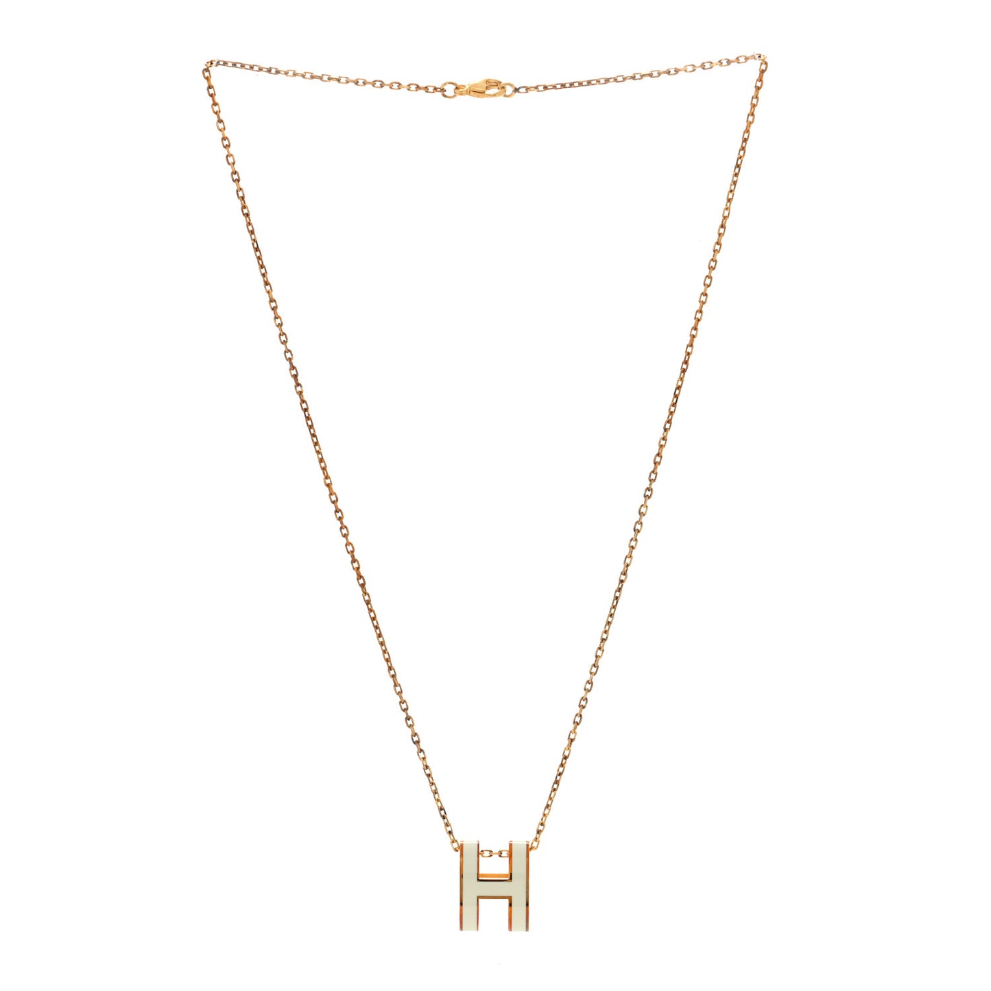 Lacquered Gold Pop H Pendant Necklace White