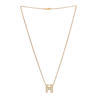 Hermes Lacquered Gold Pop H Pendant Necklace White 3 of 6