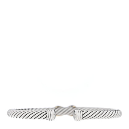 David Yurman Sterling Silver 14K Yellow Gold 5mm X Station Cable Bracelet 2 of 3