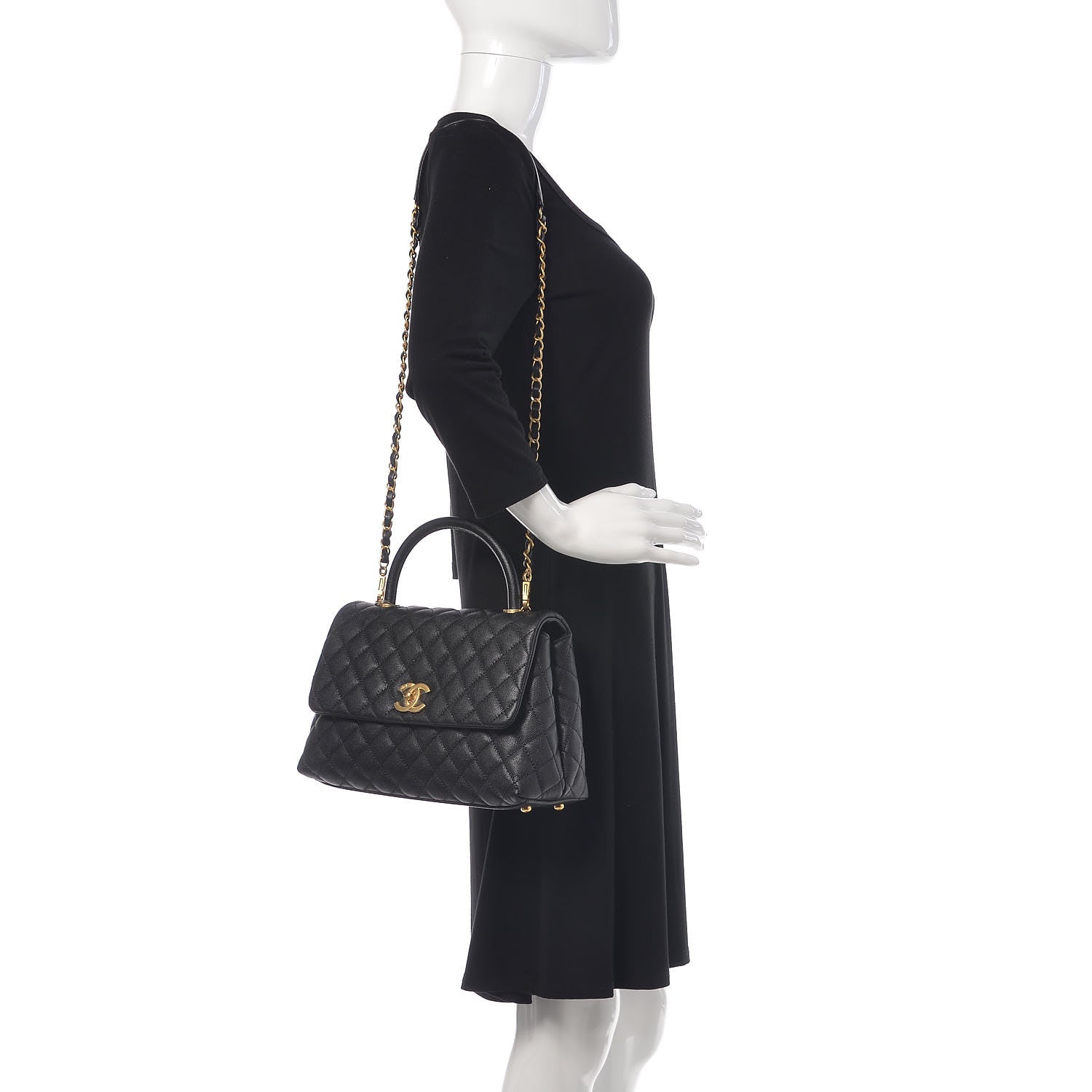 Chanel Caviar Quilted Small Coco Handle Flap Black 2 of 10