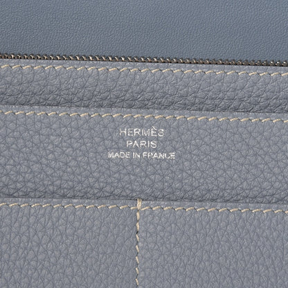 Hermes Togo Dogon Duo Wallet Bleu Lin 9 of 10