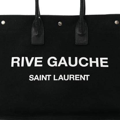 Saint Laurent Linen Calfskin Rive Gauche Tote Black 7 of 10