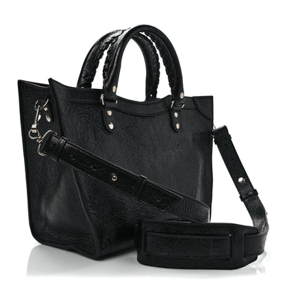 Balenciaga Agneau Arena Neo Classic Silver Hardware Medium Upside Down Tote Black 3 of 8