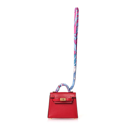 Hermes Tadelakt Mini Kelly Twilly Bag Charm Rouge Vif 1 of 6