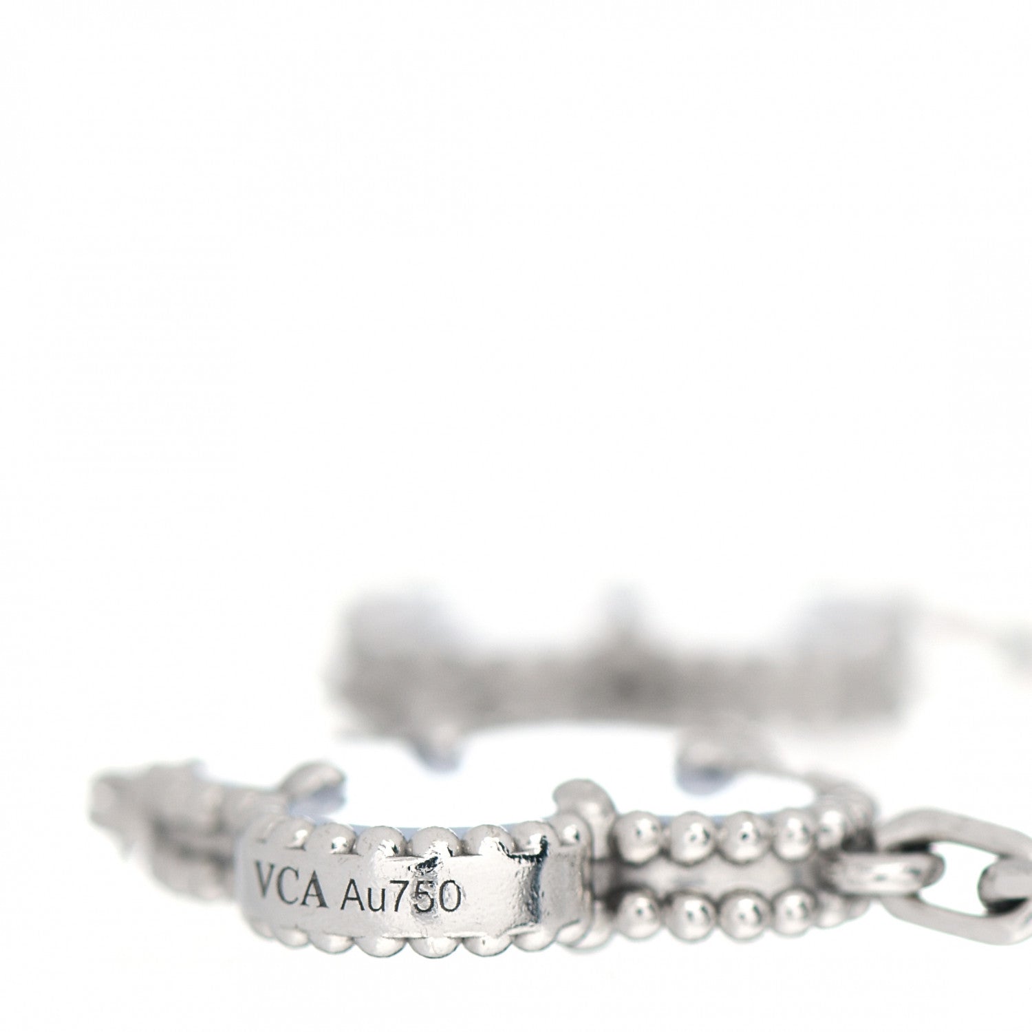Van Cleef & Arpels 18K White Gold Chalcedony 5 Motifs Vintage Alhambra Bracelet 4 of 5