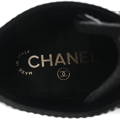 Chanel Calfskin Lace Up CC Boots 38 Black 8 of 10