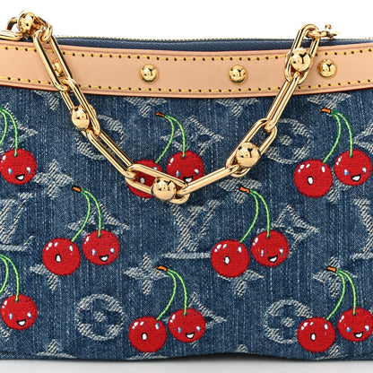 Louis Vuitton LV X TM Monogram Denim Cerises Pochette Accessories Blue 7 of 9