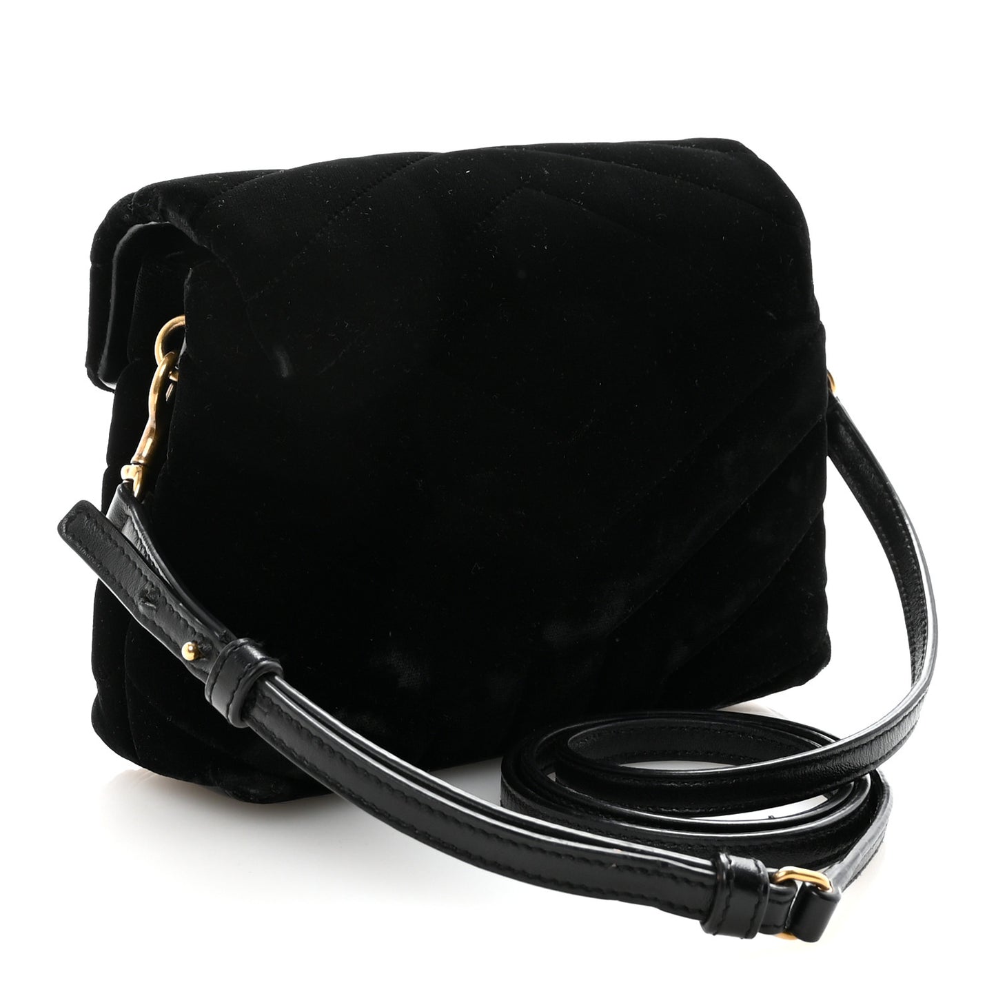 Velvet Y Quilted Monogram Toy Loulou Chain Satchel French Black