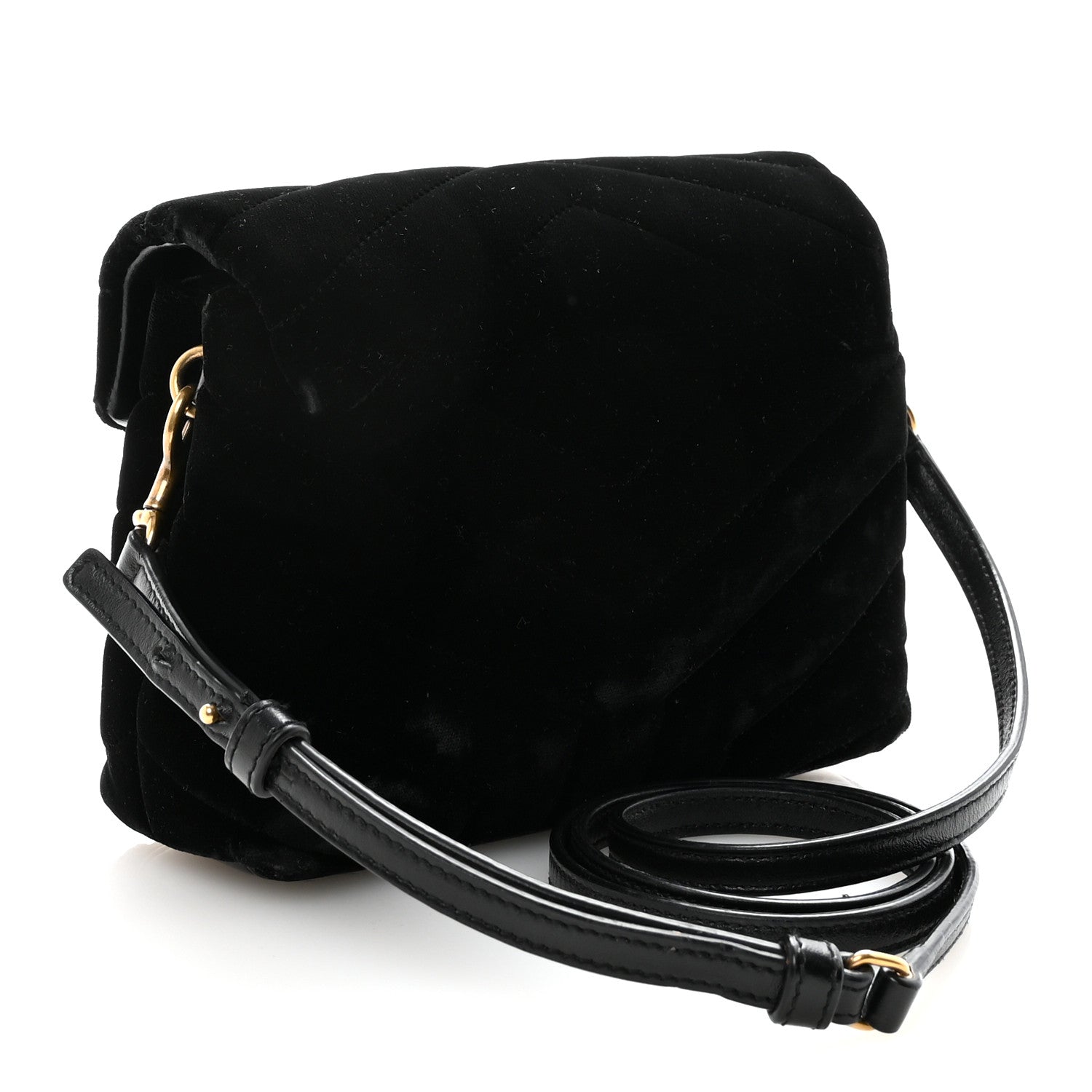 Saint Laurent Velvet Y Quilted Monogram Toy Loulou Chain Satchel French Black 3 of 9