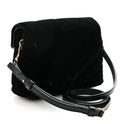 Saint Laurent Velvet Y Quilted Monogram Toy Loulou Chain Satchel French Black 3 of 9