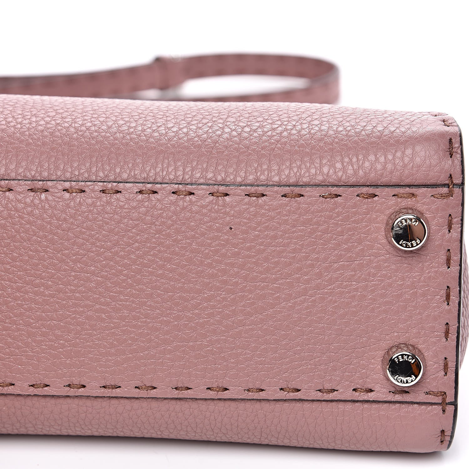 Fendi Cuoio Romano Selleria Bi-Color Mini Peekaboo Iconic Satchel English Rose Camelia 9 of 10