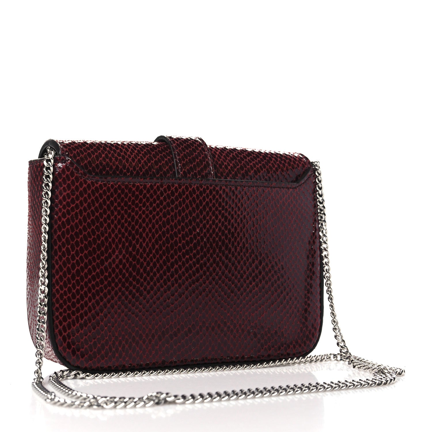 Jimmy Choo Calfskin Lizard Embossed Crystal Cheri Satchel Bordeaux 3 of 10