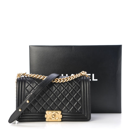 Chanel Lambskin Quilted Medium Boy Flap Black 10 of 11