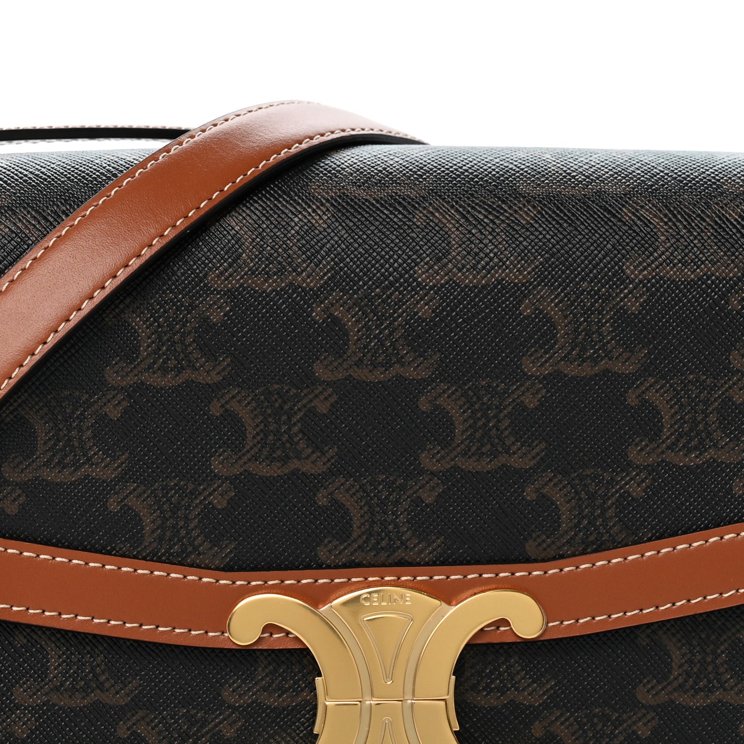 Calfskin Triomphe Canvas Teen Triomphe Bag Tan
