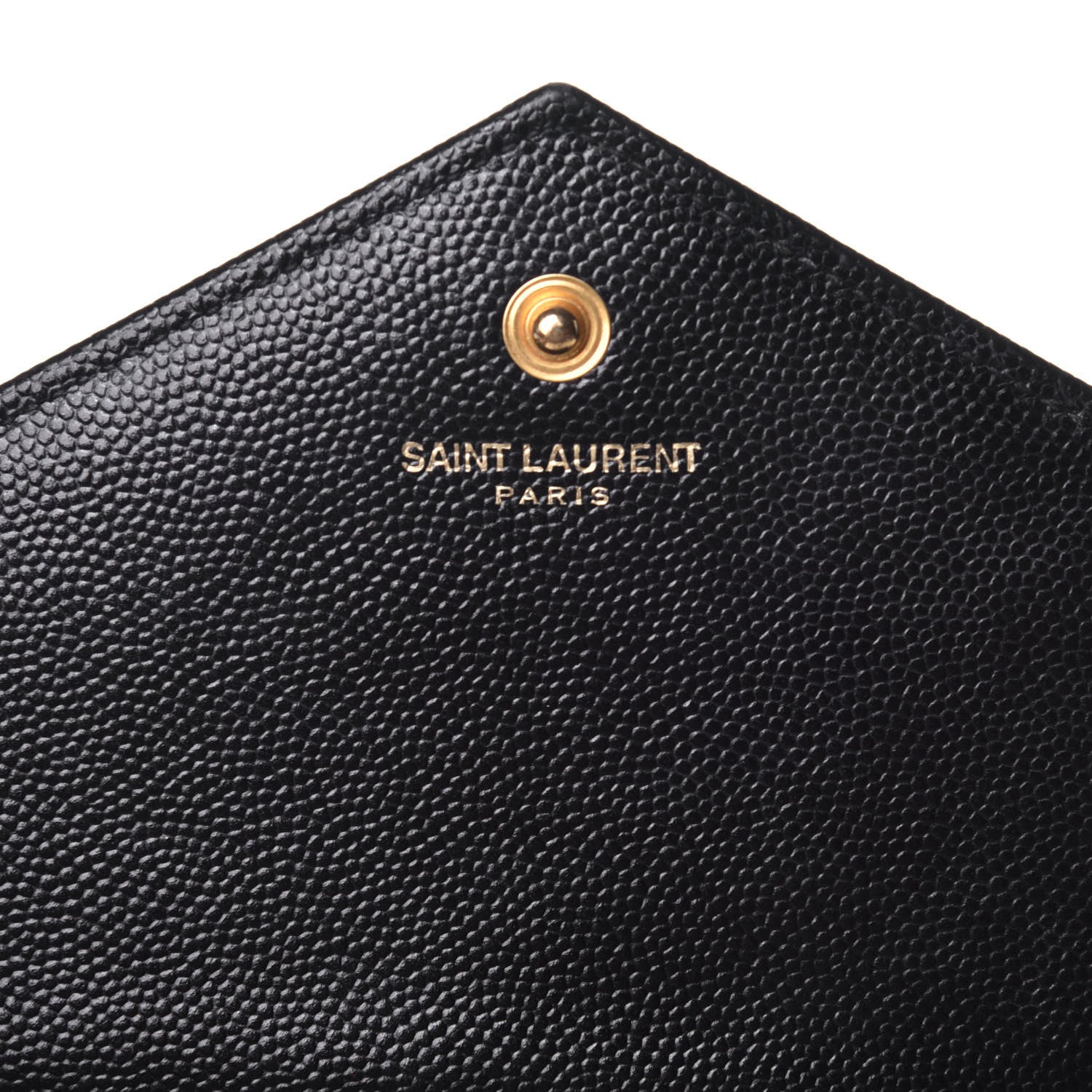 Saint Laurent Grain De Poudre Matelasse Chevron Monogram Chain Wallet Black 6 of 8