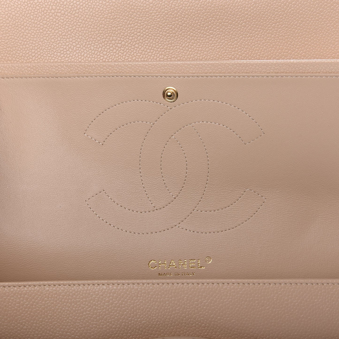 Caviar Quilted Jumbo Double Flap Beige Clair