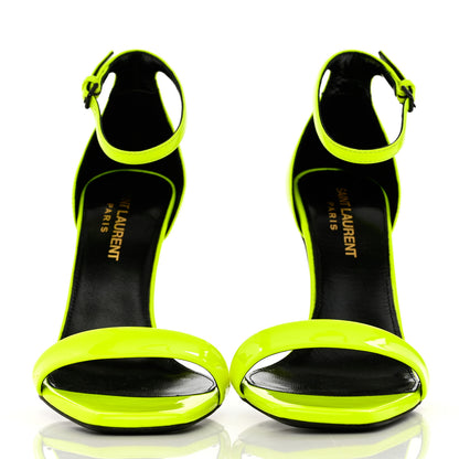Saint Laurent Patent Calfskin Amber 105 Ankle Strap Sandals 36 Yellow Fluo 2 of 10
