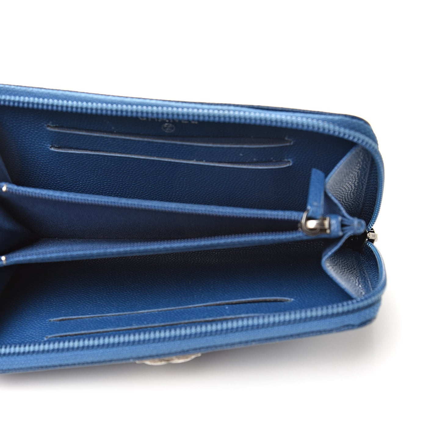 Caviar Quilted Boy Small Zip Around Wallet Blue