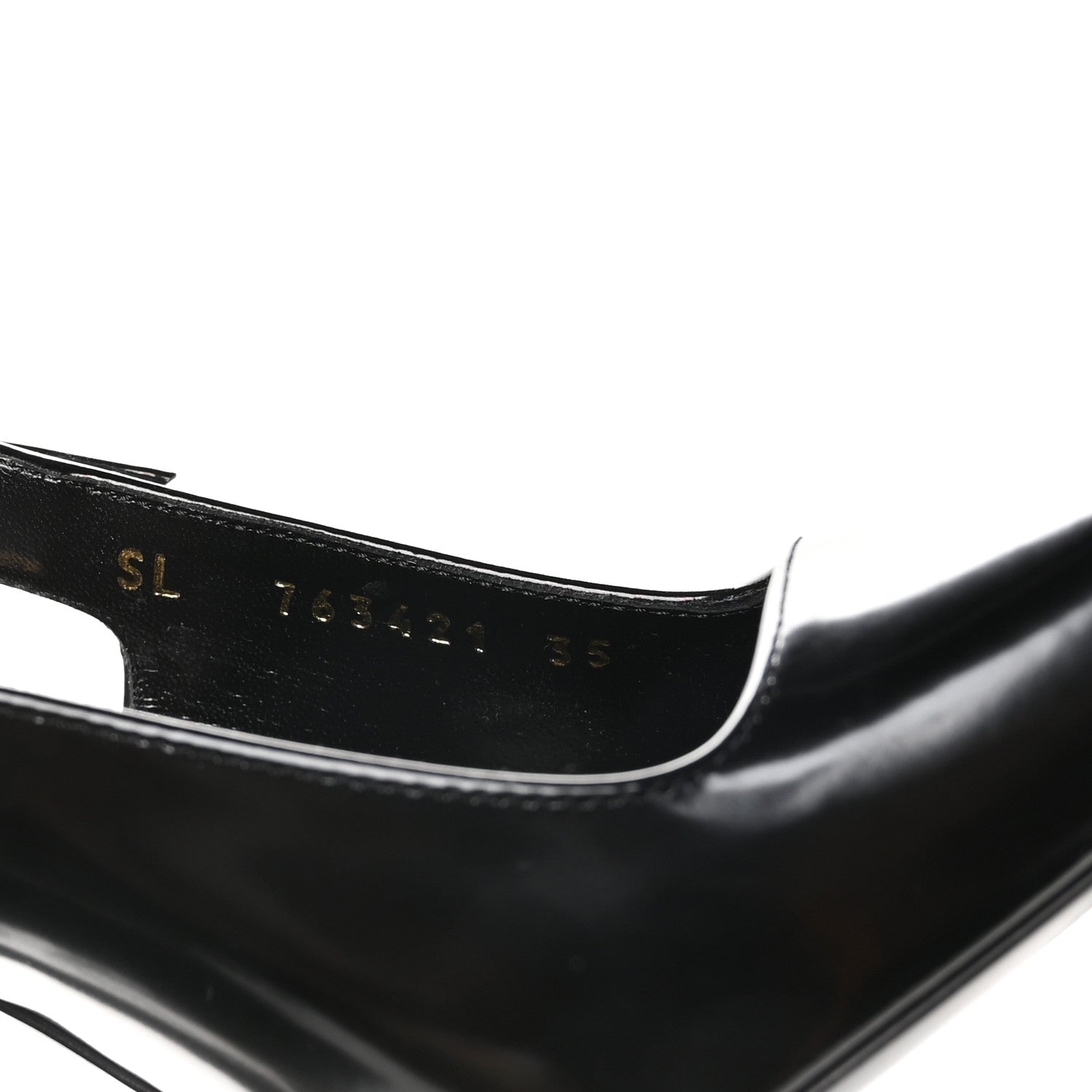 Saint Laurent Glazed Calfskin Lee Slingback Pumps 35 Black 9 of 10