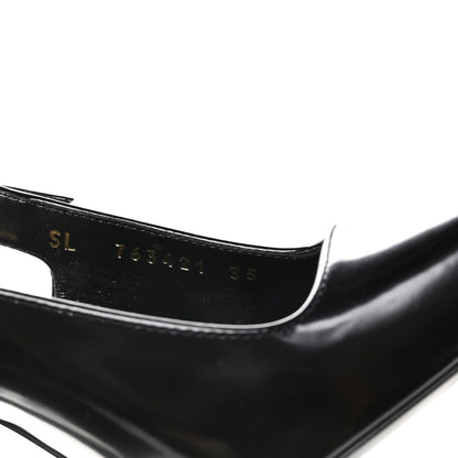 Saint Laurent Glazed Calfskin Lee Slingback Pumps 35 Black 9 of 10