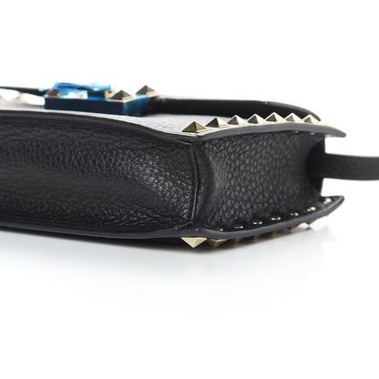 Valentino Garavani Pebbled Calfskin Small Rockstud Overlay Flap Shoulder Bag Black 9 of 9