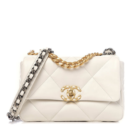 Chanel Goatskin Quilted Medium 19 Flap White 1 of 17