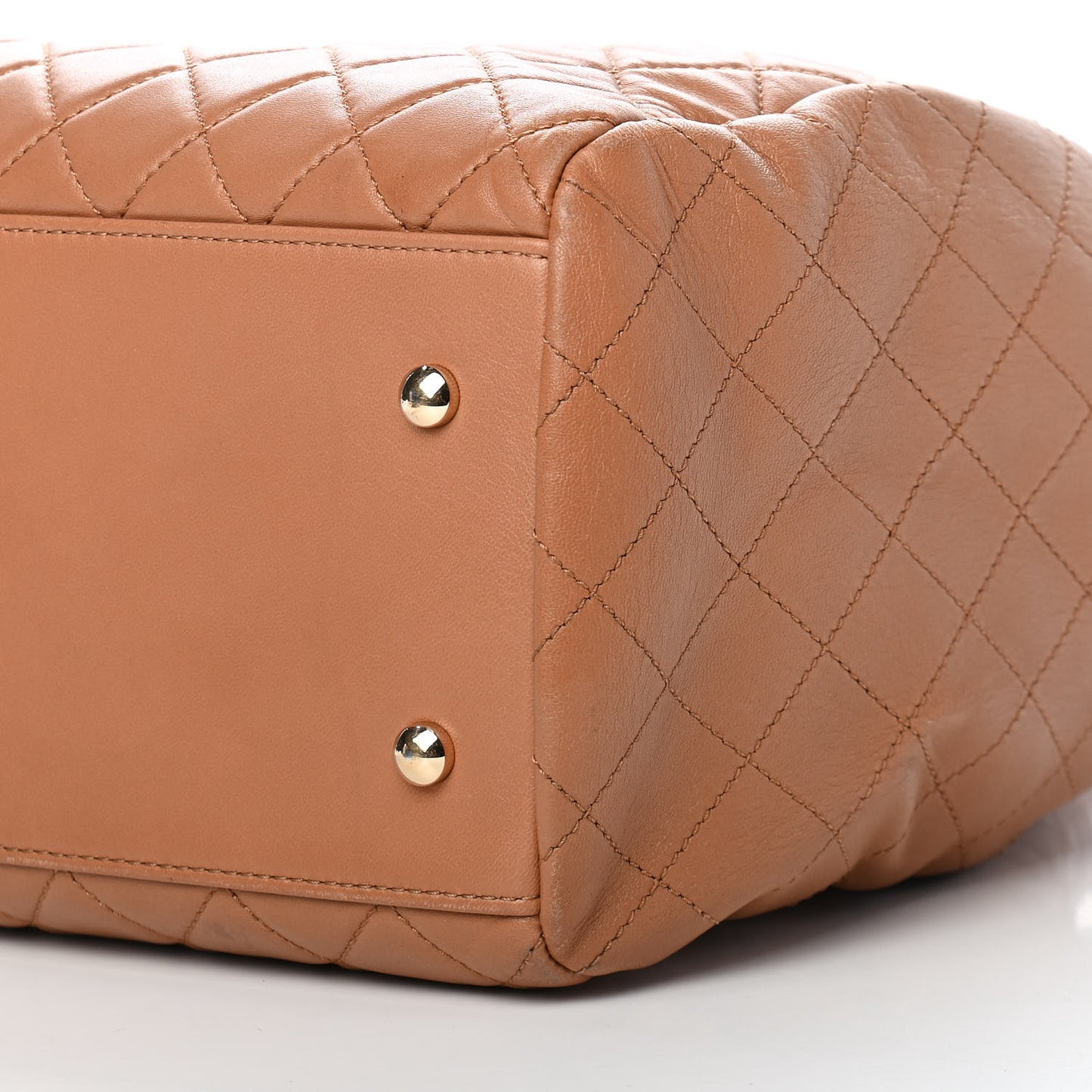 Lambskin Quilted Large Drawstring Shoulder Bag Dark Beige
